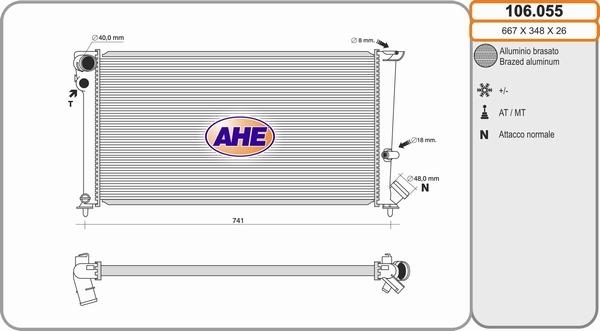 AHE 106.055 - Радиатор, охлаждение двигателя autospares.lv