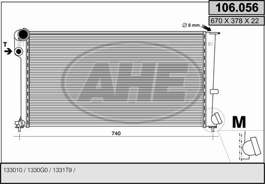 AHE 106.056 - Радиатор, охлаждение двигателя autospares.lv