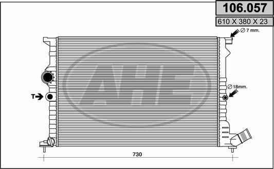 AHE 106.057 - Радиатор, охлаждение двигателя autospares.lv