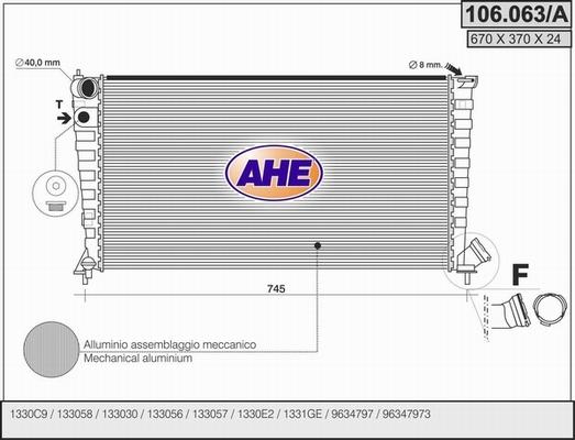 AHE 106.063/A - Радиатор, охлаждение двигателя autospares.lv