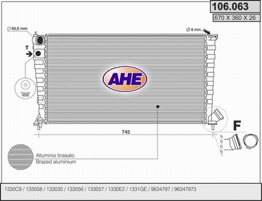 AHE 106.063 - Радиатор, охлаждение двигателя autospares.lv