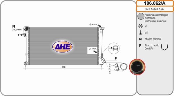 AHE 106.062/A - Радиатор, охлаждение двигателя autospares.lv