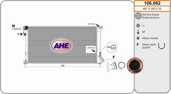 AHE 106.062 - Радиатор, охлаждение двигателя autospares.lv