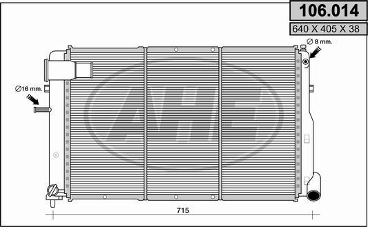 AHE 106014 - Радиатор, охлаждение двигателя autospares.lv