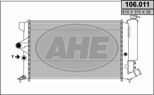 AHE 106.011 - Радиатор, охлаждение двигателя autospares.lv