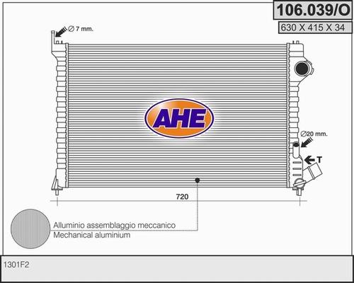 AHE 106.039/O - Радиатор, охлаждение двигателя autospares.lv