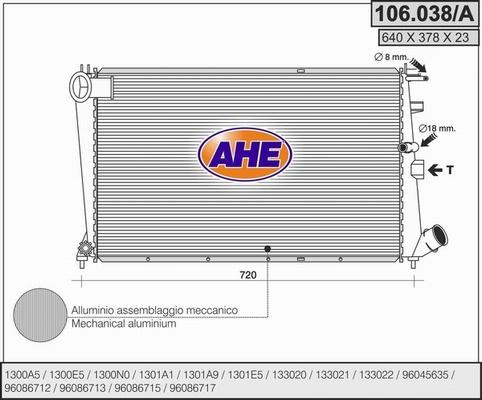 AHE 106.038/A - Радиатор, охлаждение двигателя autospares.lv