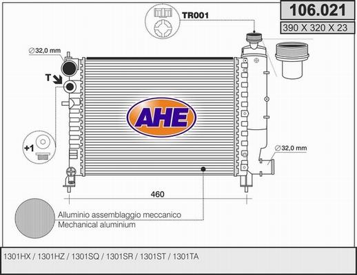 AHE 106.021 - Радиатор, охлаждение двигателя autospares.lv