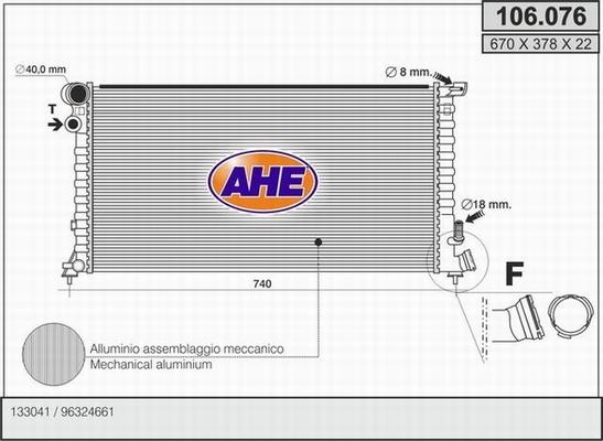 AHE 106.076 - Радиатор, охлаждение двигателя autospares.lv