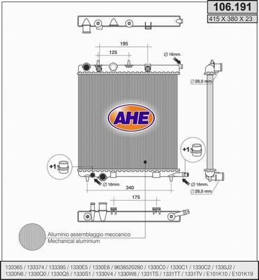 AHE 106.191 - Радиатор, охлаждение двигателя autospares.lv