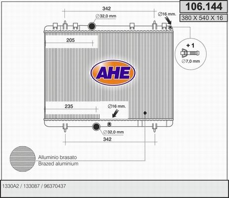 AHE 106.144 - Радиатор, охлаждение двигателя autospares.lv