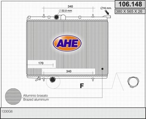 AHE 106.148 - Радиатор, охлаждение двигателя autospares.lv