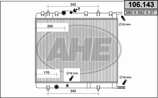 AHE 106.143 - Радиатор, охлаждение двигателя autospares.lv