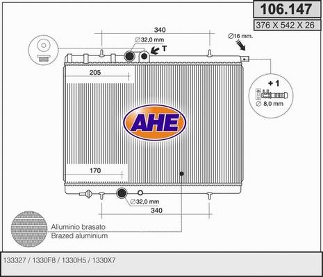 AHE 106.147 - Радиатор, охлаждение двигателя autospares.lv