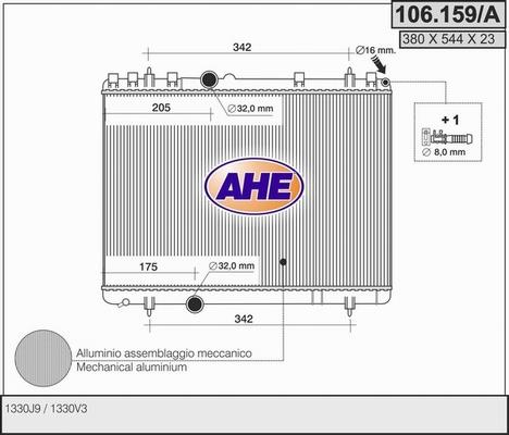 AHE 106.159/A - Радиатор, охлаждение двигателя autospares.lv