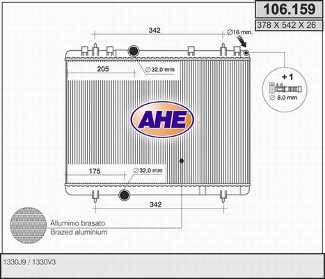 AHE 106.159 - Радиатор, охлаждение двигателя autospares.lv