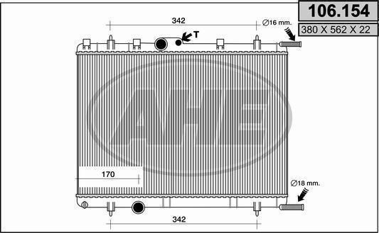 AHE 106.154 - Радиатор, охлаждение двигателя autospares.lv