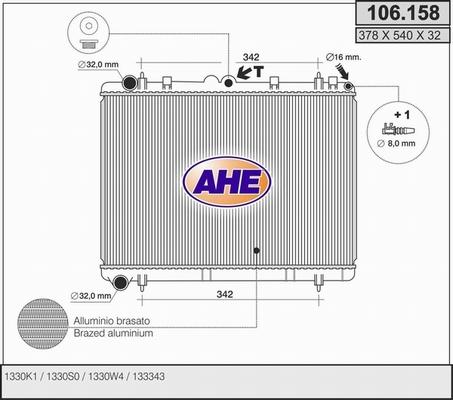 AHE 106.158 - Радиатор, охлаждение двигателя autospares.lv