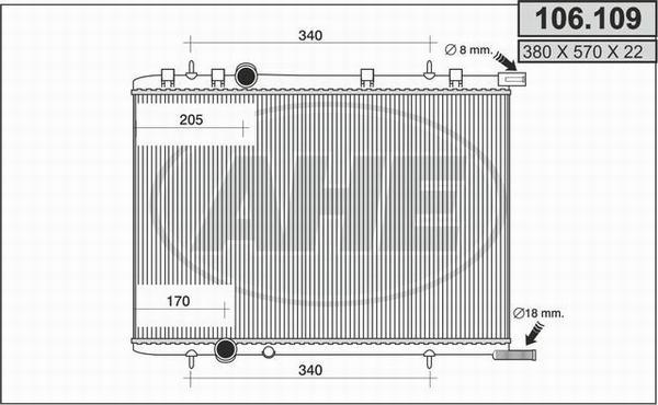 AHE 106.109 - Радиатор, охлаждение двигателя autospares.lv