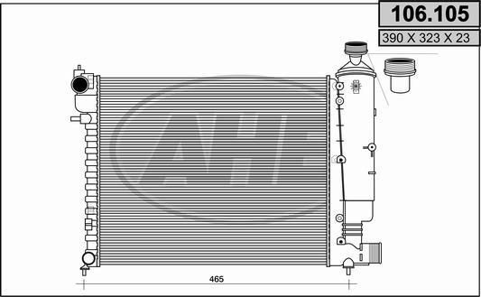 AHE 106.105 - Радиатор, охлаждение двигателя autospares.lv