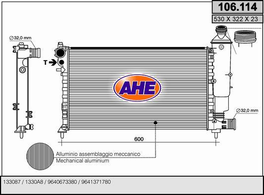 AHE 106.114 - Радиатор, охлаждение двигателя autospares.lv