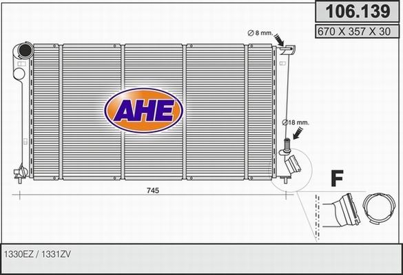 AHE 106.139 - Радиатор, охлаждение двигателя autospares.lv