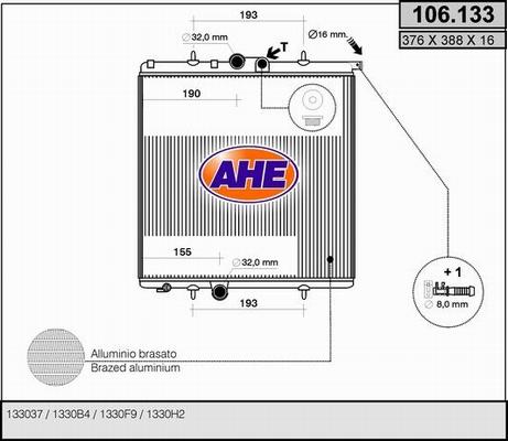 AHE 106.133 - Радиатор, охлаждение двигателя autospares.lv