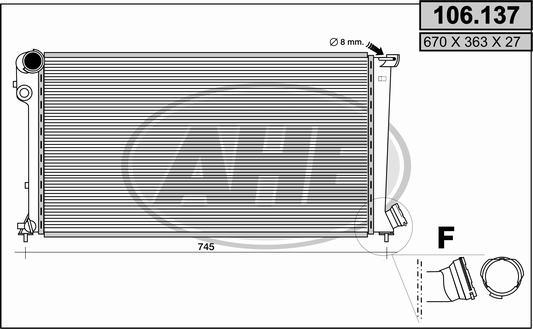 AHE 106.137 - Радиатор, охлаждение двигателя autospares.lv