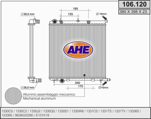 AHE 106.120 - Радиатор, охлаждение двигателя autospares.lv