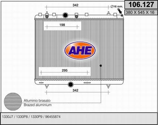 AHE 106.127 - Радиатор, охлаждение двигателя autospares.lv