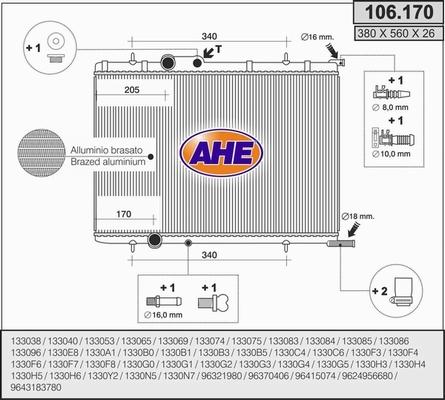 AHE 106.170 - Радиатор, охлаждение двигателя autospares.lv