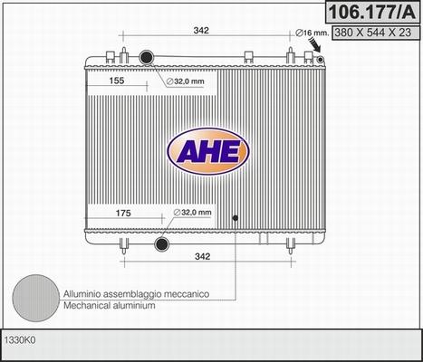 AHE 106.177/A - Радиатор, охлаждение двигателя autospares.lv