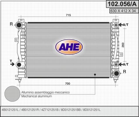 AHE 102.056/A - Радиатор, охлаждение двигателя autospares.lv