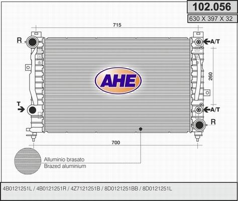 AHE 102.056 - Радиатор, охлаждение двигателя autospares.lv