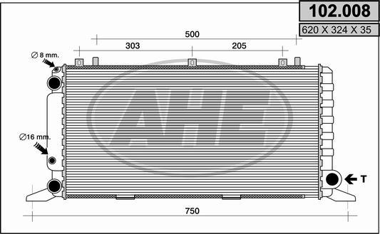 AHE 102008 - Радиатор, охлаждение двигателя autospares.lv