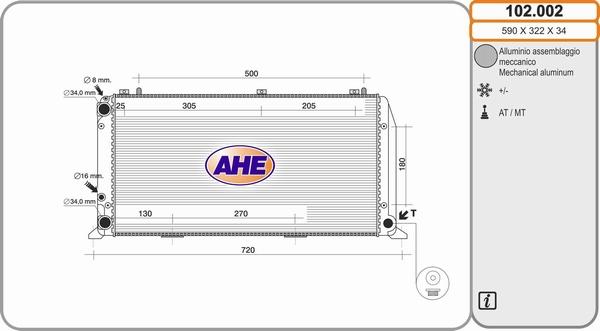 AHE 102.002 - Радиатор, охлаждение двигателя autospares.lv