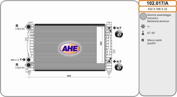 AHE 102.017/A - Радиатор, охлаждение двигателя autospares.lv