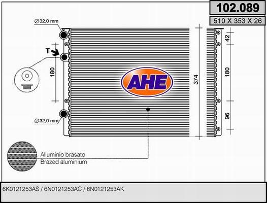 AHE 102.089 - Радиатор, охлаждение двигателя autospares.lv