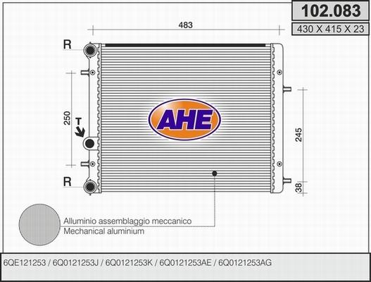 AHE 102.083 - Радиатор, охлаждение двигателя autospares.lv