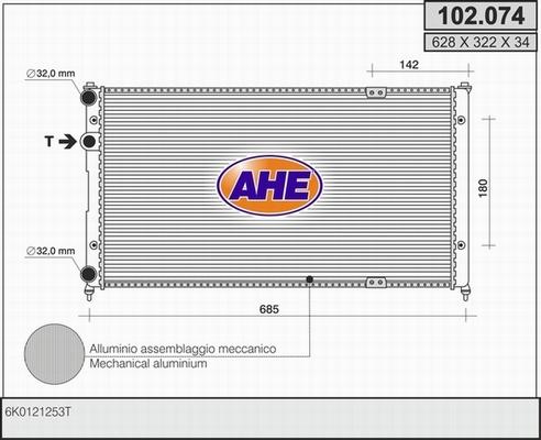 AHE 102.074 - Радиатор, охлаждение двигателя autospares.lv