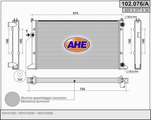 AHE 102.076/A - Радиатор, охлаждение двигателя autospares.lv