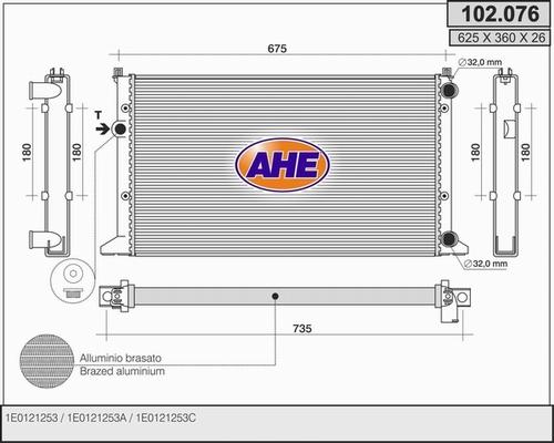 AHE 102.076 - Радиатор, охлаждение двигателя autospares.lv