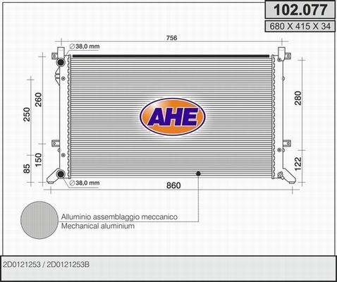 AHE 102.077 - Радиатор, охлаждение двигателя autospares.lv