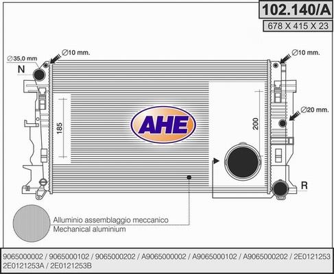 AHE 102.140/A - Радиатор, охлаждение двигателя autospares.lv