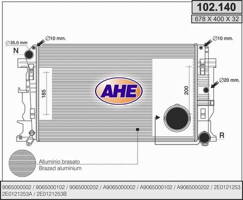 AHE 102.140 - Радиатор, охлаждение двигателя autospares.lv