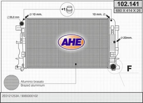 AHE 102.141 - Радиатор, охлаждение двигателя autospares.lv