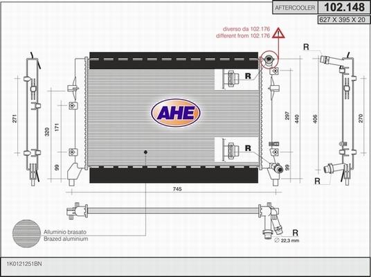 AHE 102.148 - Радиатор, охлаждение двигателя autospares.lv