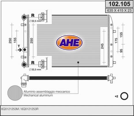 AHE 102.105 - Радиатор, охлаждение двигателя autospares.lv