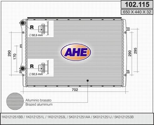 AHE 102.115 - Радиатор, охлаждение двигателя autospares.lv