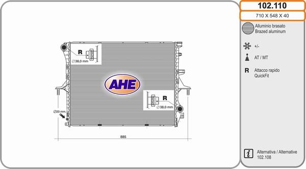 AHE 102.110 - Радиатор, охлаждение двигателя autospares.lv